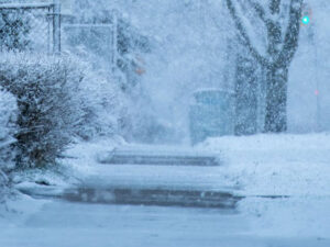 Snow covered sidewalk