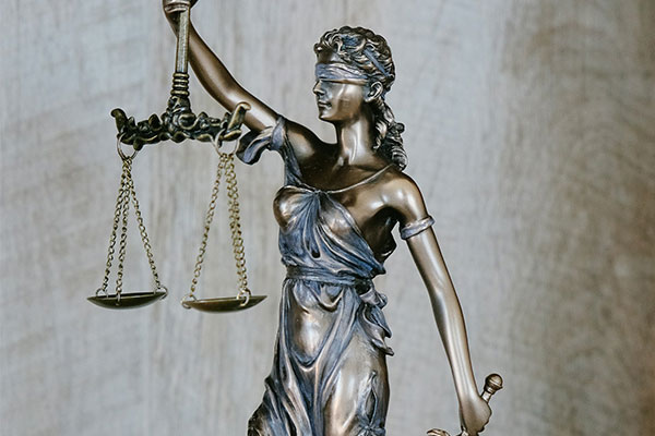 Bronze statue of Lady Justice