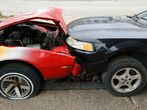 Two cars crashed together